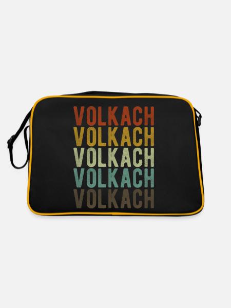 Volkach Stadt Retro Vintage - Retro Tasche - Schwarz/Gold - Hinten