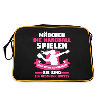 Handballspieler Handballer Handballverein Handball - Retro Tasche - Schwarz/Gold - Hinten