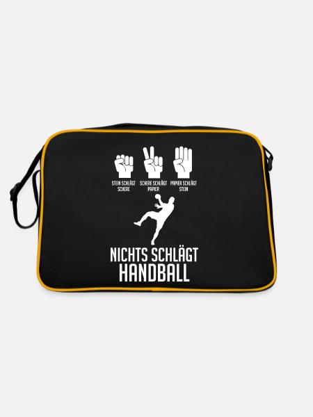 Handballspieler Handballer Handballverein Handball - Retro Tasche - Schwarz/Gold