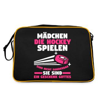 Eishockey Hockeyspieler Hockey - Retro Tasche - Schwarz/Gold - Hinten
