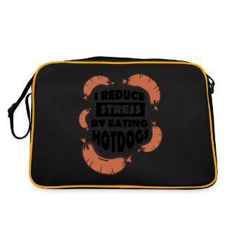 Sausage Hotdog Snack Eat Hunger - Retro Bag - black/gold - Back
