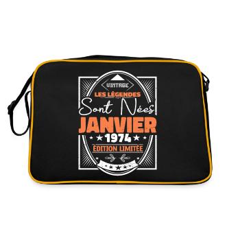 Janvier 1974 | Vintage Anniversaire Rétro - Sac Retro - noir/or - Dos