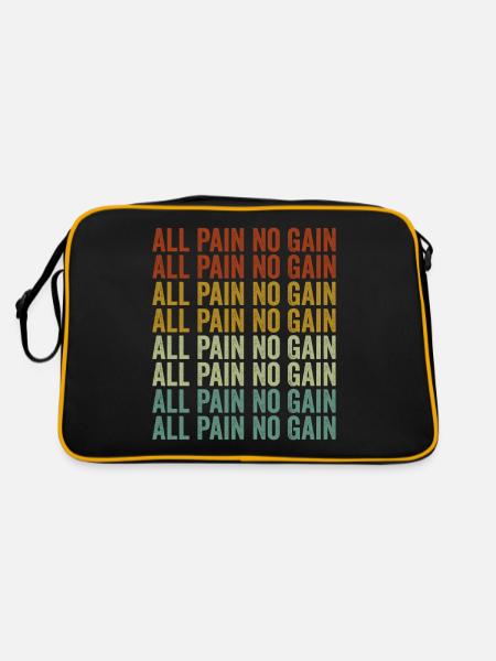 Toute la douleur sans gain Entraînement Powerlifting Gym Fitness - Sac Retro - noir/or - Dos