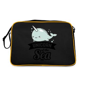Narwhal as unicorn with tusk - Retro Bag - black/gold - Back