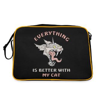 Horror Cat Halloween Monster Scary - Retro Bag - black/gold - Back