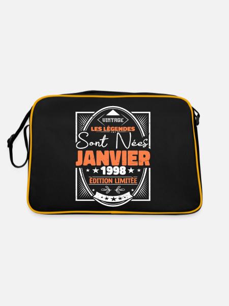 Janvier 1998 | Vintage Anniversaire 1998 Rétro - Sac Retro - noir/or - Dos