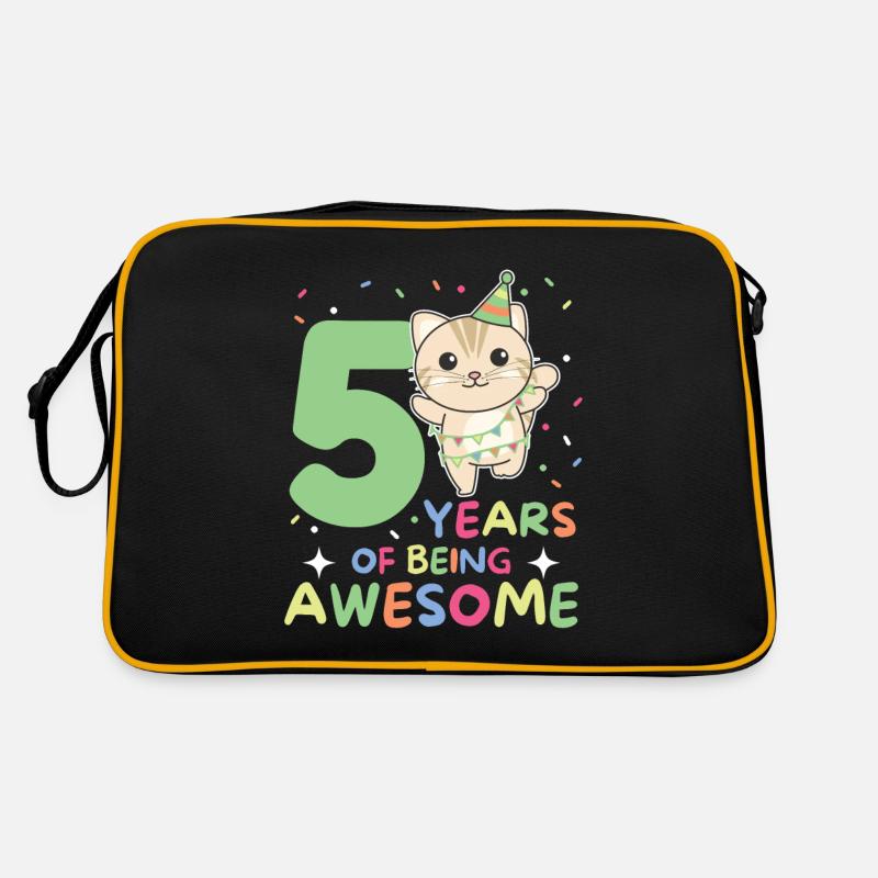 Cat for 5th birthday children five years old Retro Bag