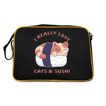 J’adore les chats et les sushis - Sac Retro - noir/or - Dos