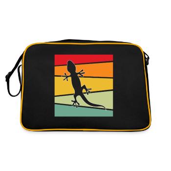 Eidechse Retro - Retro Tasche - Schwarz/Gold - Hinten