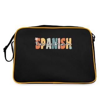 Spanish Teacher Groovy Retro Teacher Gift - Retro Bag - black/gold - Back