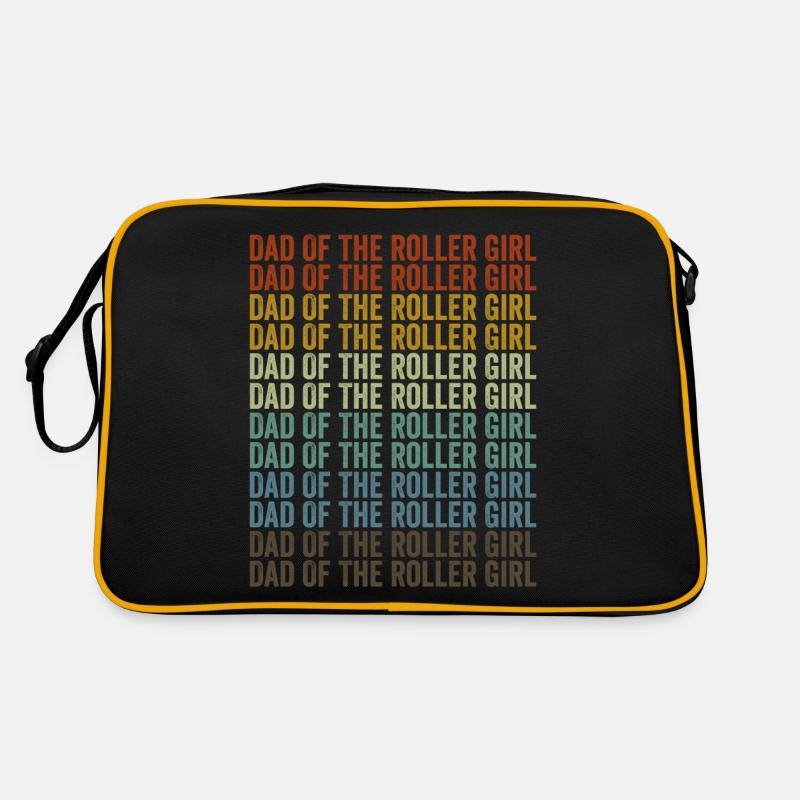Vater des Rollermädchens Rollschuhfahrer Vater Ska - Retro Tasche - Schwarz/Gold