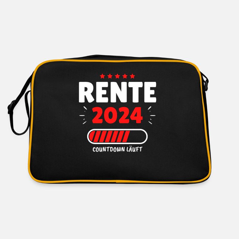 Rente 2024 - Der Countdown läuft! Das lustige Retro Tasche