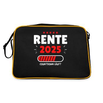 Rente 2025 - Der Countdown läuft! Das lustige - Retro Tasche - Schwarz/Gold - Hinten