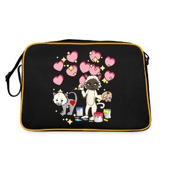 Pour les enfants peindre chat pinceau jardin d’enfants coloré - Sac Retro - noir/or - Dos