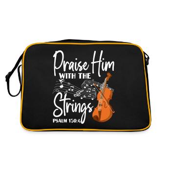 Violin Violinist Bible Quote Faith - Retro Bag - black/gold - Back