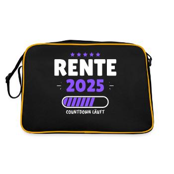 Rente 2025 - Der Countdown läuft! Das lustige - Retro Tasche - Schwarz/Gold - Hinten