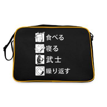 Manger, dormir, samouraï répéter le cadeau du samouraï - Sac Retro - noir/or - Dos