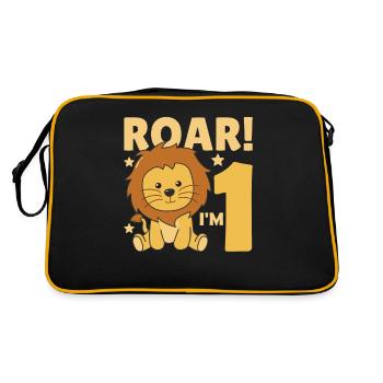 Kinder 1. Geburtstag Löwe 1 Jahre Alt - Retro Tasche - Schwarz/Gold - Hinten