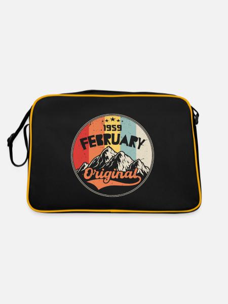 Février Né en 1959 | Cadeau D'anniversaire - Sac Retro - noir/or - Dos
