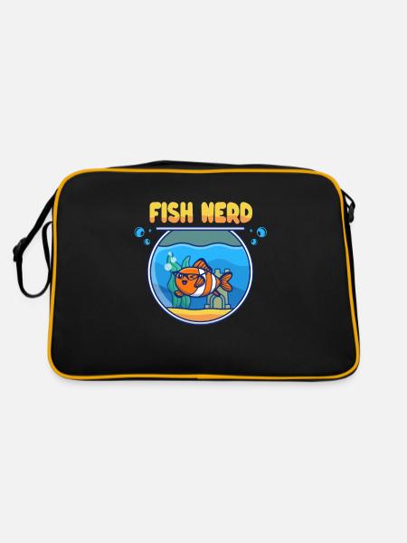 Funny Aquatic Fish Nerd - Retro Bag - black/gold - Back