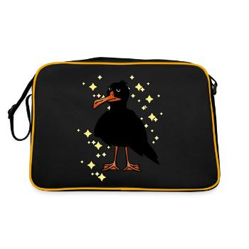 Bad luck bird birds raven crow - Retro Bag - black/gold - Back