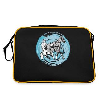 Trabrennpferd Trabrennsport Pferdesport Pferde - Retro Tasche - Schwarz/Gold - Hinten