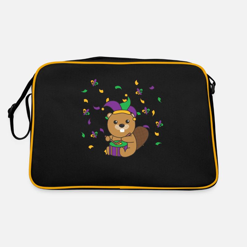 Fasching Biber mit Trommel Faschings Kostüm Retro Tasche