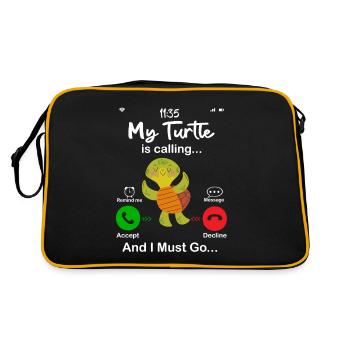 Meine Schildkröte ruft - Retro Tasche - Schwarz/Gold - Hinten