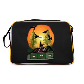 Real estate house cottage dwelling lonely solitude raven - Retro Bag - black/gold - Back