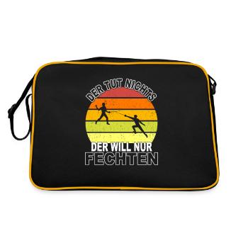 Fechten Spruch - Retro Tasche - Schwarz/Gold - Hinten