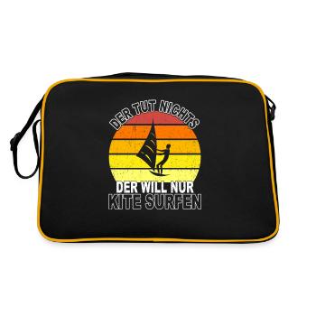 Kite surfen Spruch - Retro Tasche - Schwarz/Gold - Hinten
