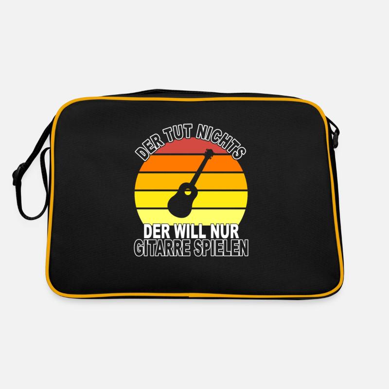 Gitarre Spruch - Retro Tasche - Schwarz/Gold