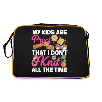 Knitting Knitter My Kids Are Proof - Retro Tasche - Schwarz/Gold - Hinten