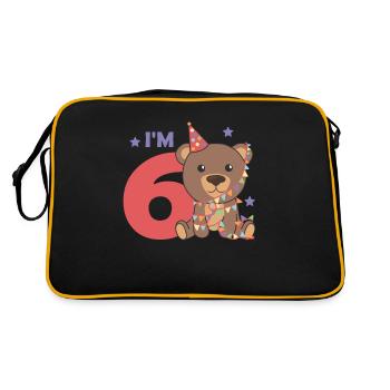 Bear for sixth birthday children 6 years old - Retro Bag - black/gold - Back