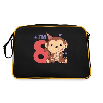 Monkey for eighth birthday for children 8 years old - Retro Bag - black/gold - Back