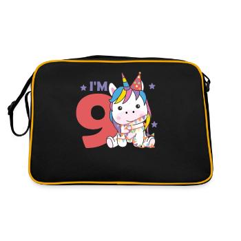 Licorne pour le neuvième anniversaire des enfants de 9 ans - Sac Retro - noir/or - Dos