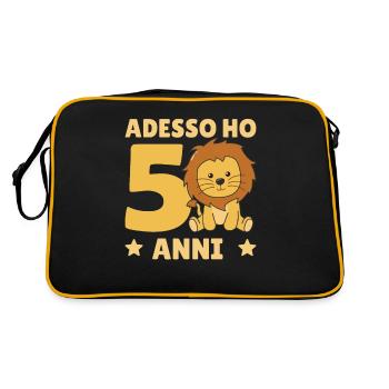 Enfants 5ème anniversaire lion cinq ans lion - Sac Retro - noir/or - Dos