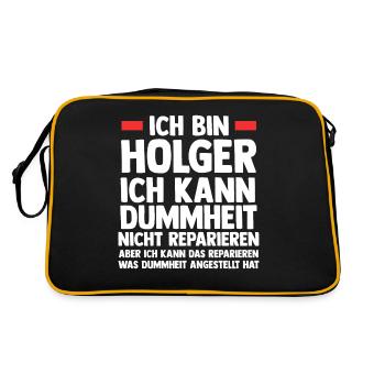 Holger - Retro Tasche - Schwarz/Gold - Hinten