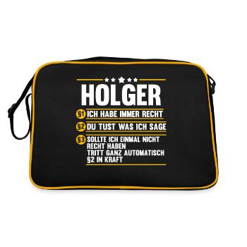 Holger - Retro Tasche - Schwarz/Gold - Hinten