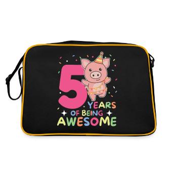 Cochon pour les 5 ans Enfants de cinq ans - Sac Retro - noir/or - Dos