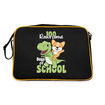 100 rawrsome days of school Corgi Trex 100 Days - Retro Bag - black/gold - Back