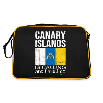 Kanarische Inseln Spruch - Retro Tasche - Schwarz/Gold - Hinten