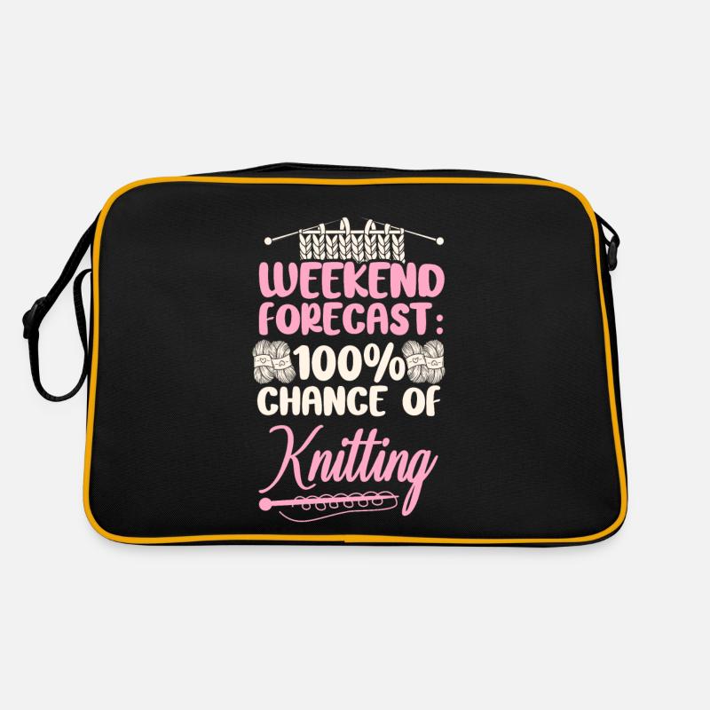 Knitting Knitter Weekend Forecast: - Retro Tasche - Schwarz/Gold