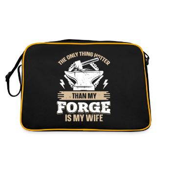 Hotter Than My Forge Is My Wife Anvil Blacksmith - Retro Bag - black/gold - Back