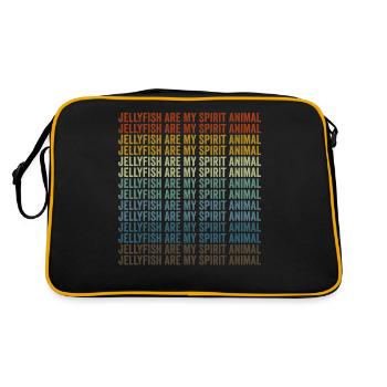 Quallen sind mein Seelentier Qualle - Retro Tasche - Schwarz/Gold - Hinten