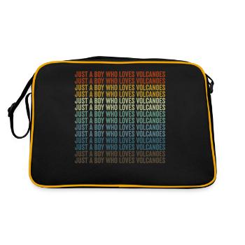 Nur ein Junge, der Vulkane liebt Vulkane - Retro Tasche - Schwarz/Gold - Hinten