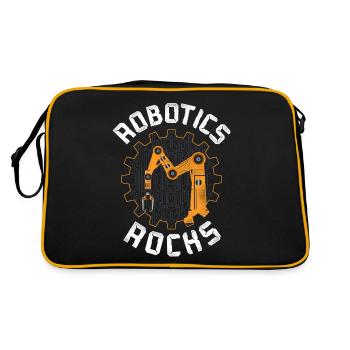 Robot Robotics Engineer Vintage - Retro Tasche - Schwarz/Gold - Hinten