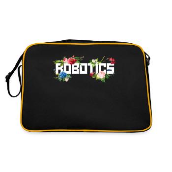 Robot Robotics Engineer Flower - Retro Tasche - Schwarz/Gold - Hinten