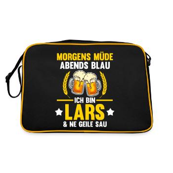 Lars - Retro Tasche - Schwarz/Gold - Hinten