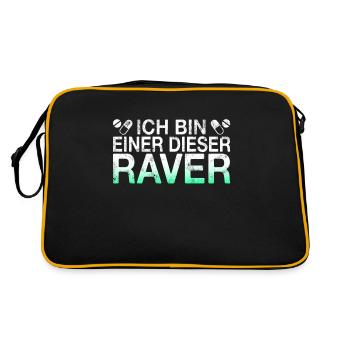 Raven Raver Spruch - Retro Tasche - Schwarz/Gold - Hinten